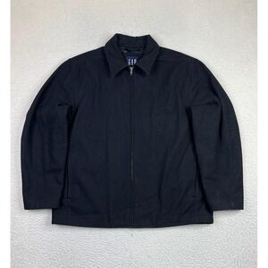Vintage Gap Jacket Mens Large Black Wool Quilted Lined Full Zip Casual 2000s